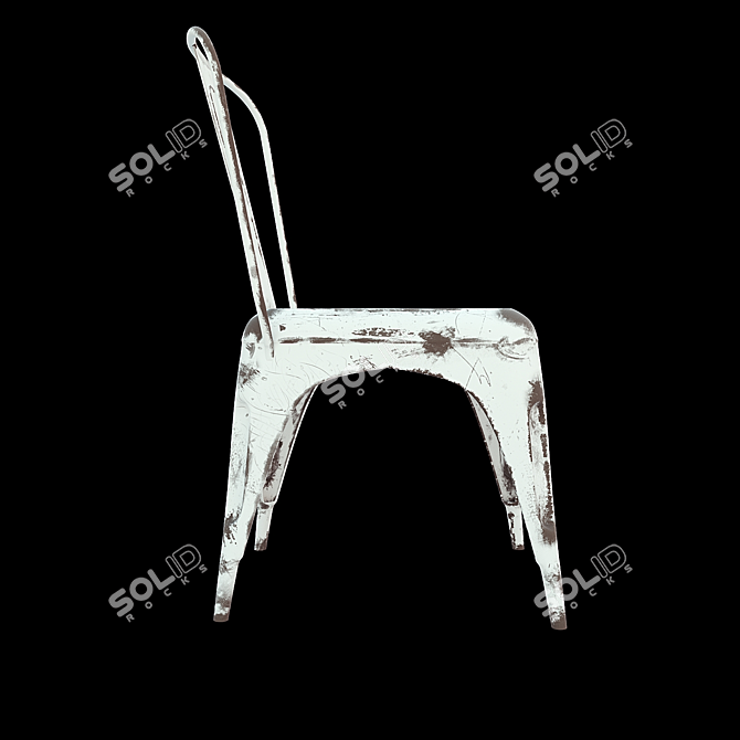 Rustic Rusted Tolix Chair 3D model image 3