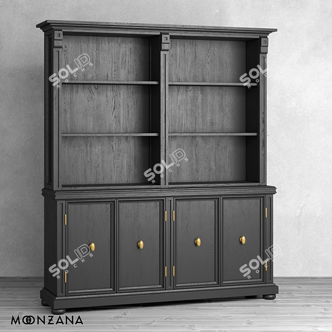 Classic Oak Library Bookcase 3D model image 1