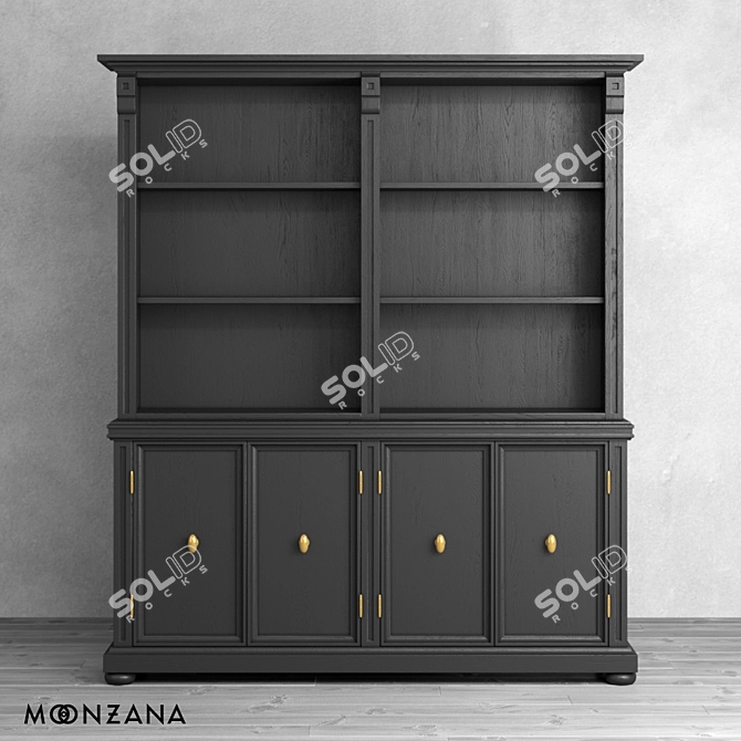 Classic Oak Library Bookcase 3D model image 2