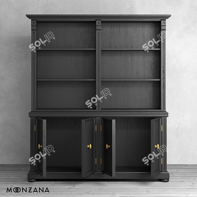 Classic Oak Library Bookcase 3D model image 3