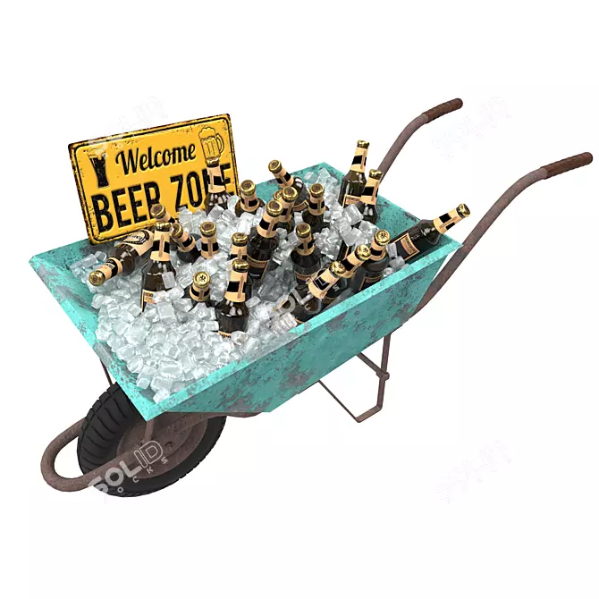 BeerBarrow: Fun and Functional Beer-Carrying Wheelbarrow 3D model image 1