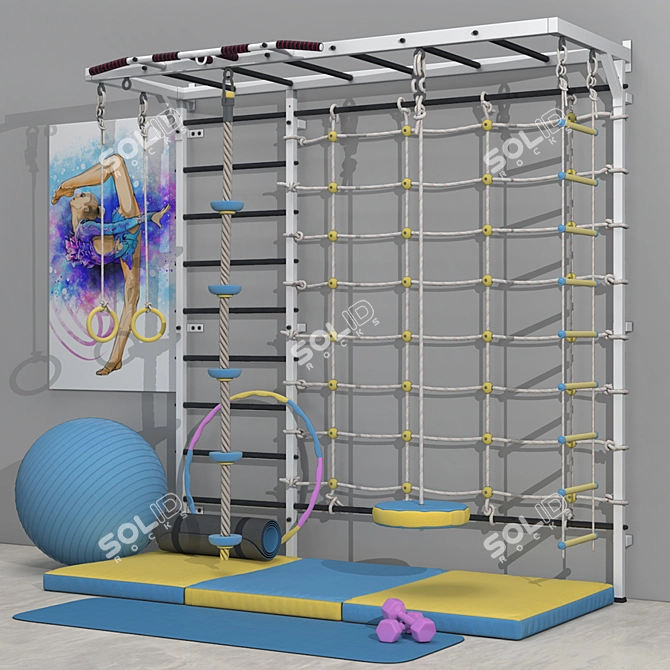 Multi-Function Wall with Large Handle 3D model image 1