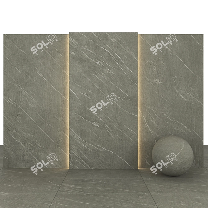 Sleek GrayStone Textured Slabs 3D model image 3