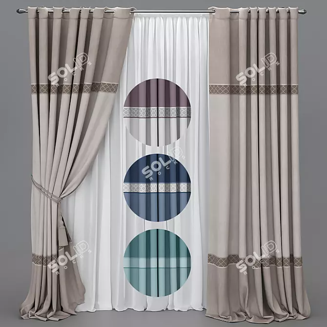 Title: Versatile Curtain Set with Color Transitions 3D model image 1