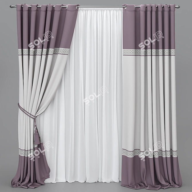 Title: Versatile Curtain Set with Color Transitions 3D model image 2