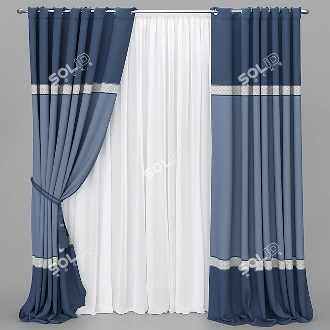 Title: Versatile Curtain Set with Color Transitions 3D model image 3