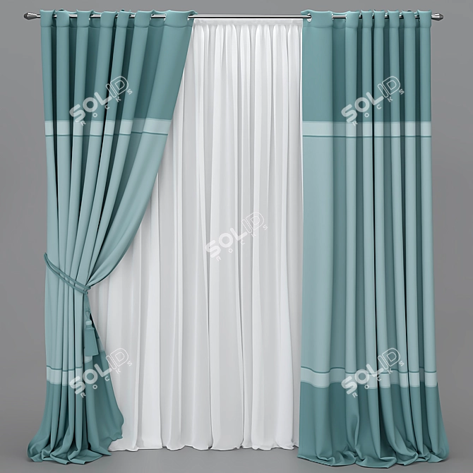 Title: Versatile Curtain Set with Color Transitions 3D model image 4