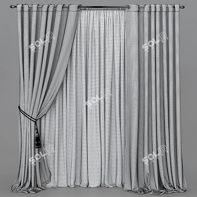 Title: Versatile Curtain Set with Color Transitions 3D model image 5