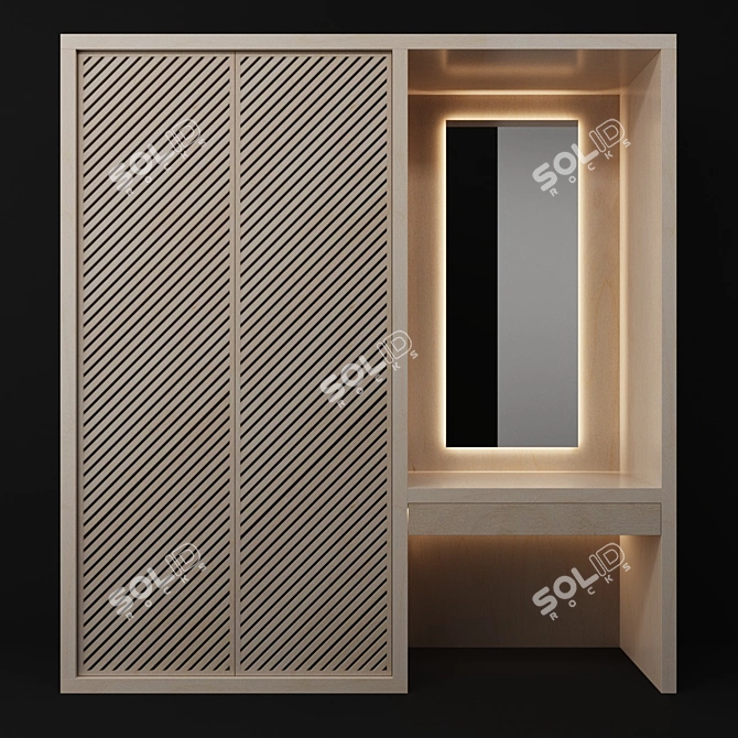 Modern Plywood Hallway 3D model image 1