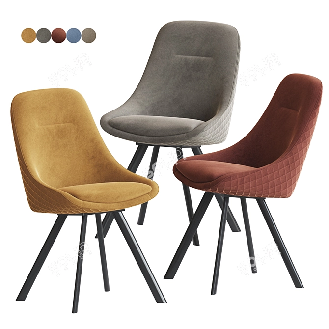 Luxurious Velvet Swivel Dining Chair 3D model image 1