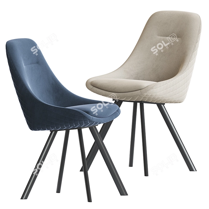 Luxurious Velvet Swivel Dining Chair 3D model image 2