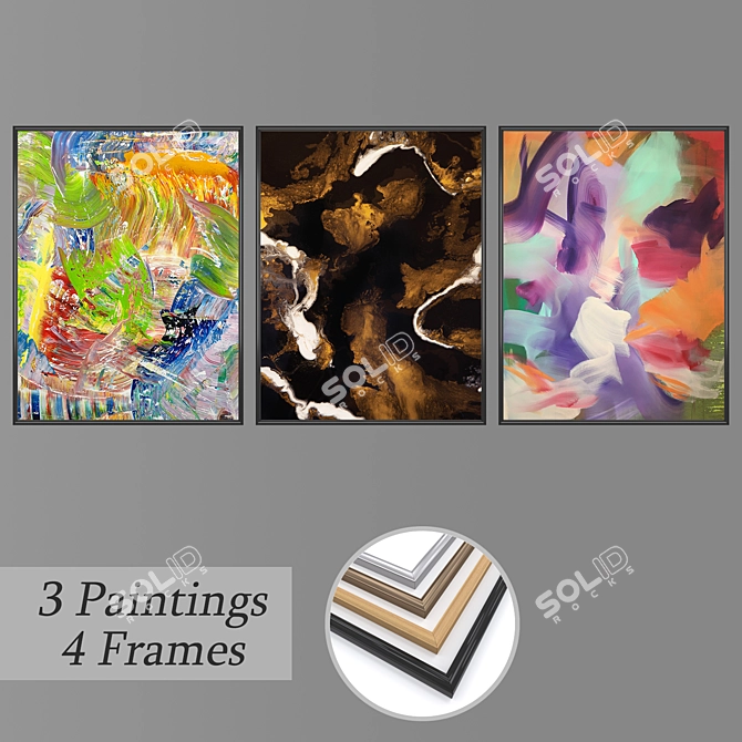 Elegant Wall Art Set with Versatile Frames 3D model image 1