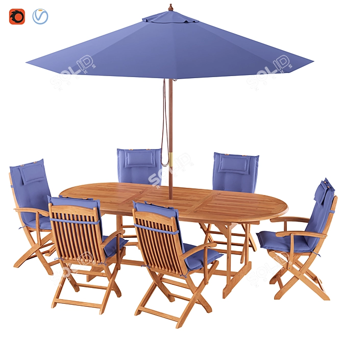 Garden Oasis Deluxe Dining Set 3D model image 1