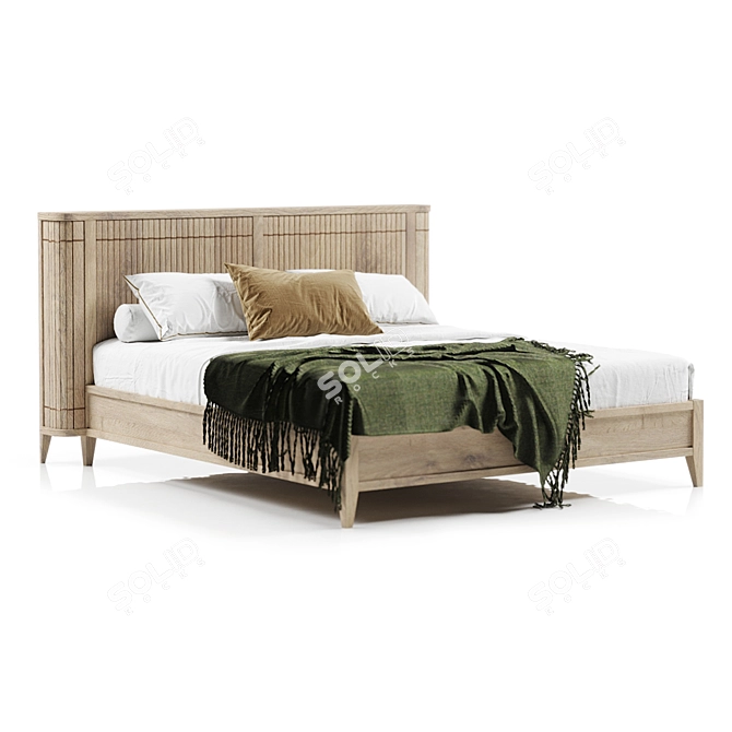 KOPPAR Wooden Bed: Stylish and Sturdy 3D model image 2