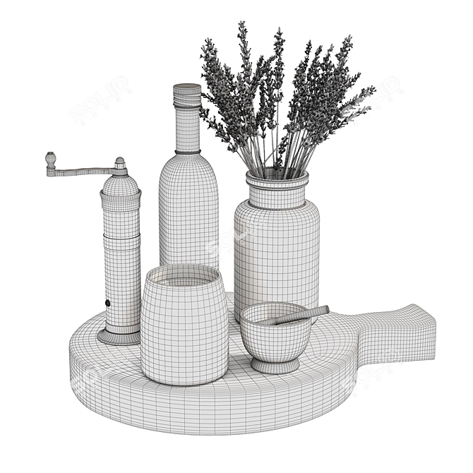 Rustic Kitchen Decor Set 3D model image 4