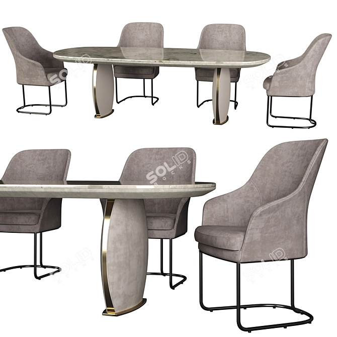 Lotus & Lily: Stylish Leather Dining 3D model image 1