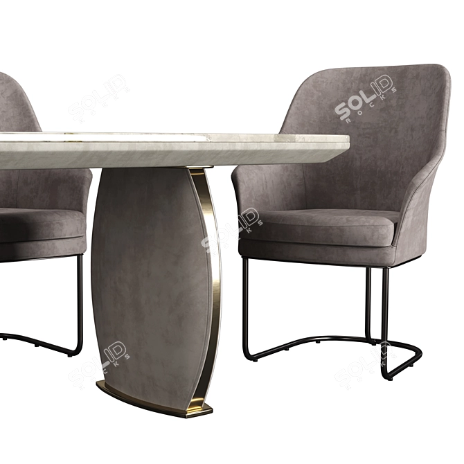 Lotus & Lily: Stylish Leather Dining 3D model image 3