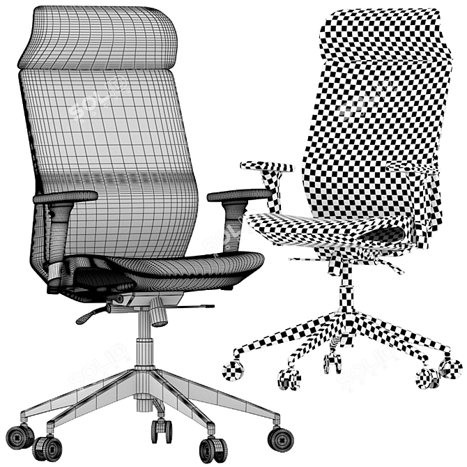 ErgoMesh Office Chair: Multicolor Netting, 3D Design 3D model image 5