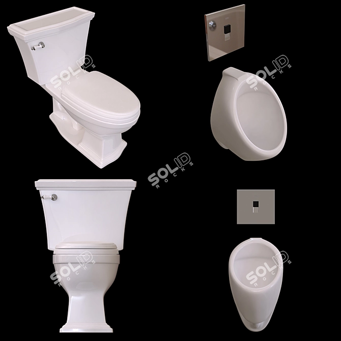 TOTO UT105UV(G) Male Urinal: Compact, Vitreous China 3D model image 3