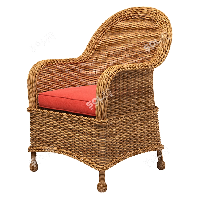 Rustic Rattan Armchair: Elegant Essential 3D model image 1