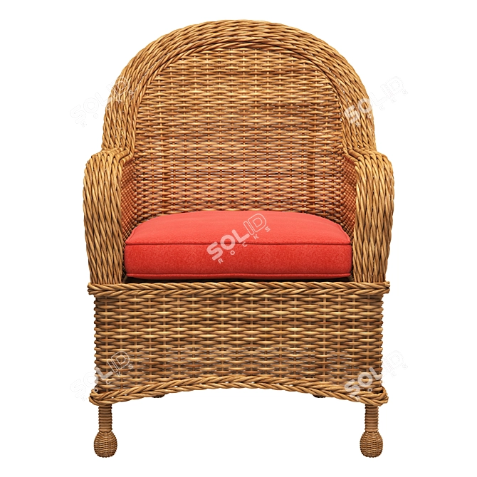 Rustic Rattan Armchair: Elegant Essential 3D model image 2