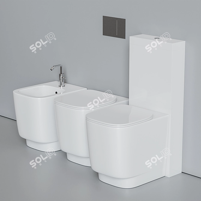 Hatria Fusion 48: Stylish Ceramic Toilet 3D model image 4