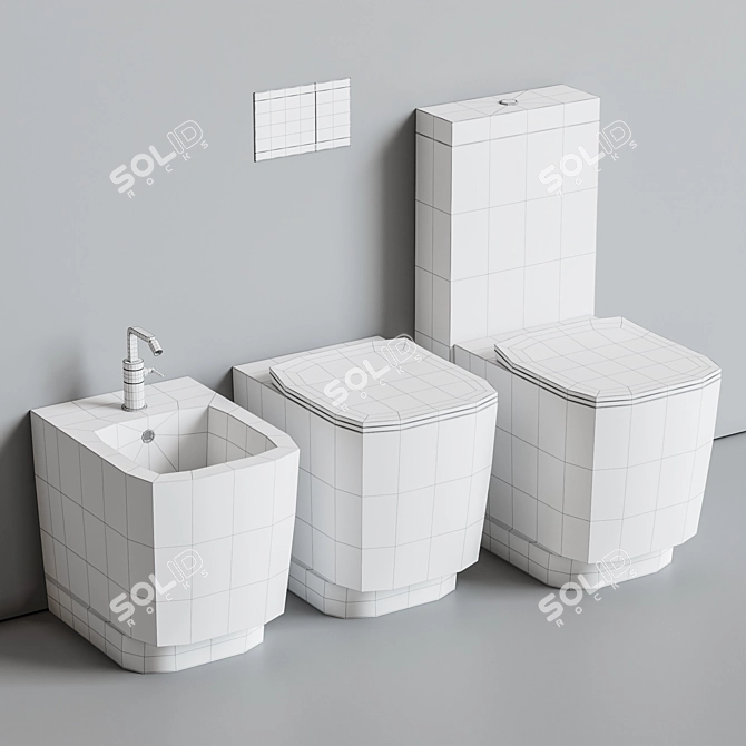 Hatria Fusion 48: Stylish Ceramic Toilet 3D model image 5