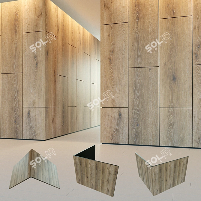 Title: Wooden 3D Corner Panel 3D model image 1