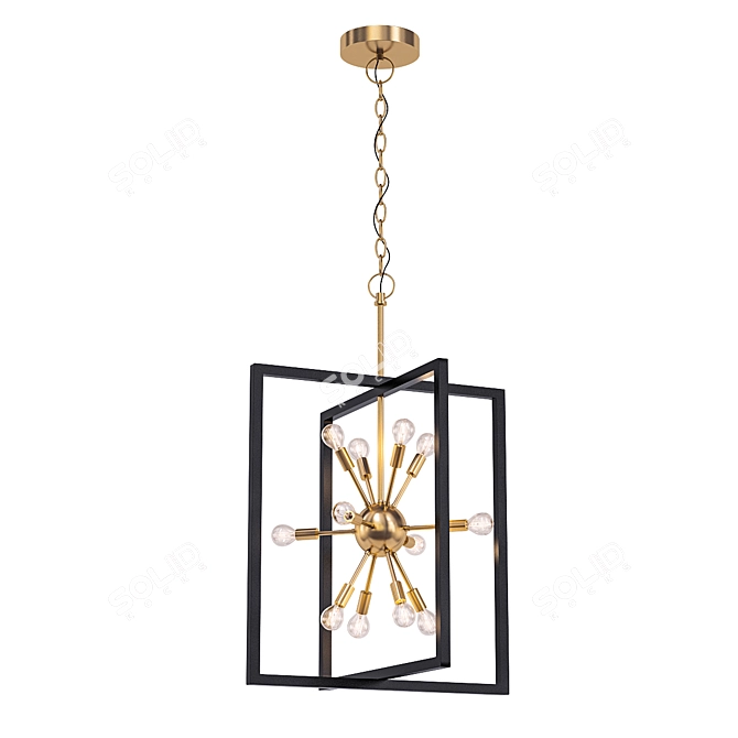 Xander 12-Light Brass Pendant 3D model image 1