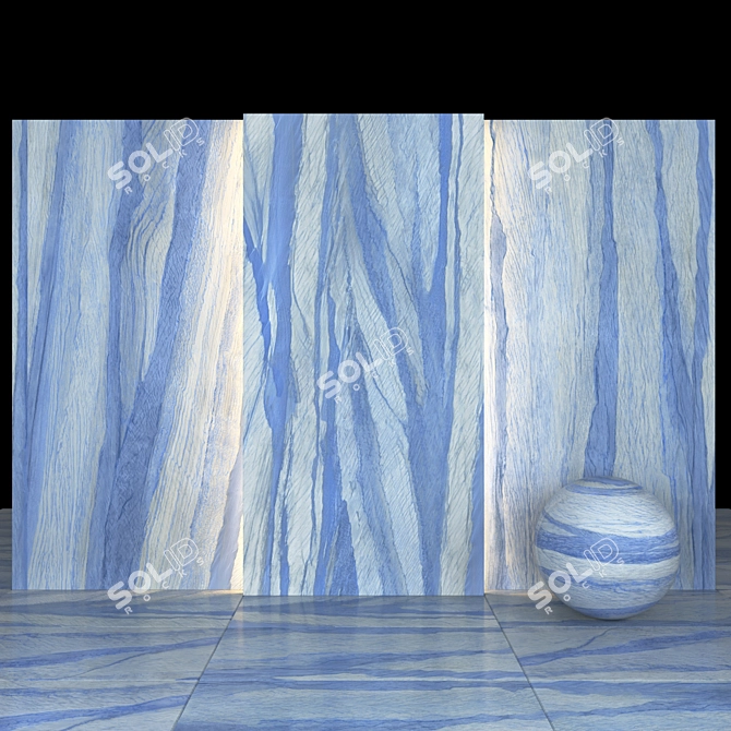 Blue Quartzite Glossy Texture Slabs 3D model image 2