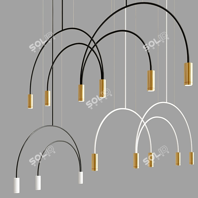 Modern Metal Suspension Lights 3D model image 1