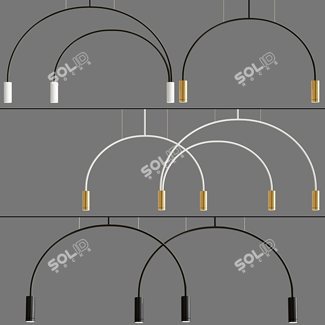 Modern Metal Suspension Lights 3D model image 2