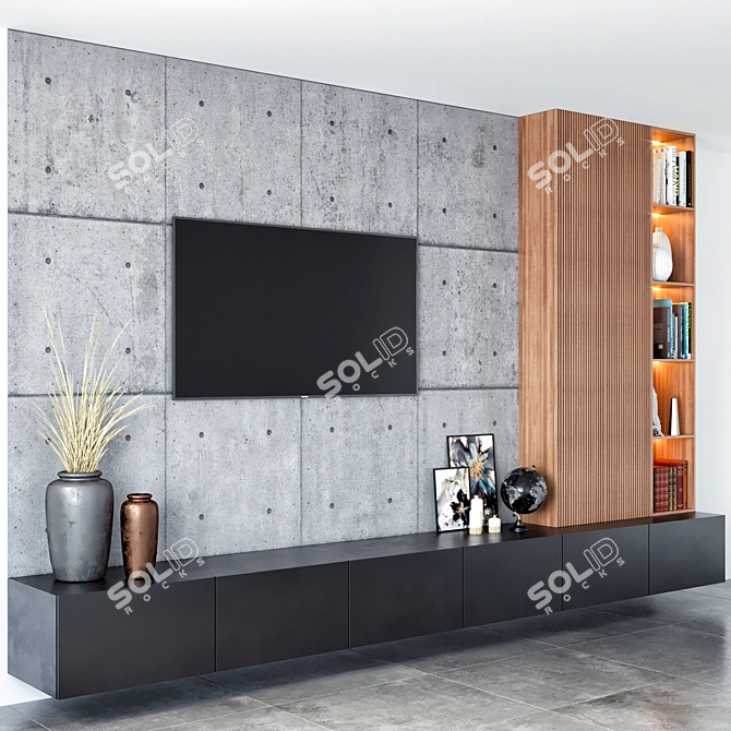 Sleek TV Unit with Impressive Dimensions 3D model image 3