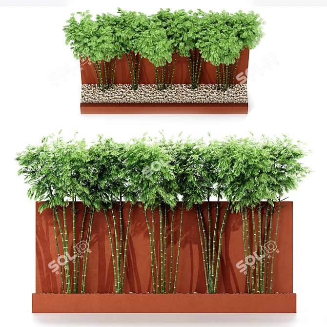 Bamboo Wall & Outdoor Plants: 4.5m Height & 5 Tree Models 3D model image 1