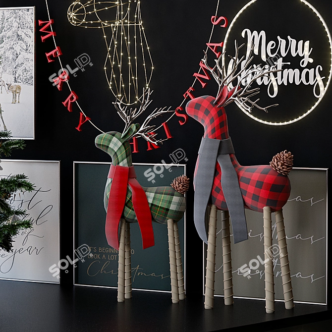 Festive Christmas Tree Set 3D model image 2