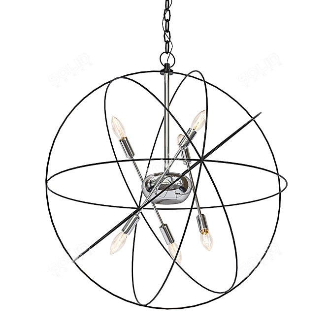 Sleek Metal Circles Pendant 3D model image 1