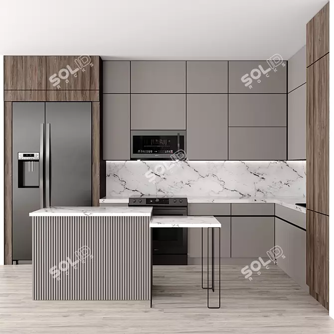 Modern Kitchen Interior Design 3D model image 1