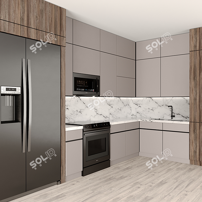 Modern Kitchen Interior Design 3D model image 2