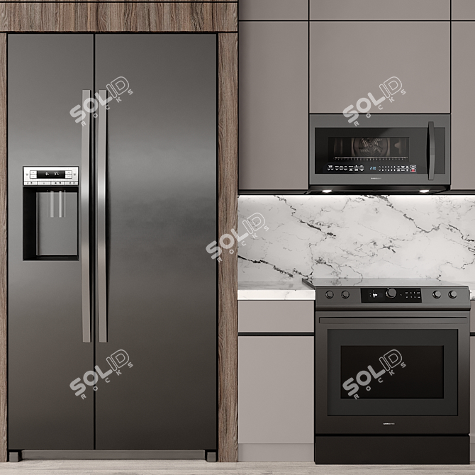 Modern Kitchen Interior Design 3D model image 3