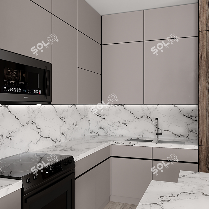 Modern Kitchen Interior Design 3D model image 4