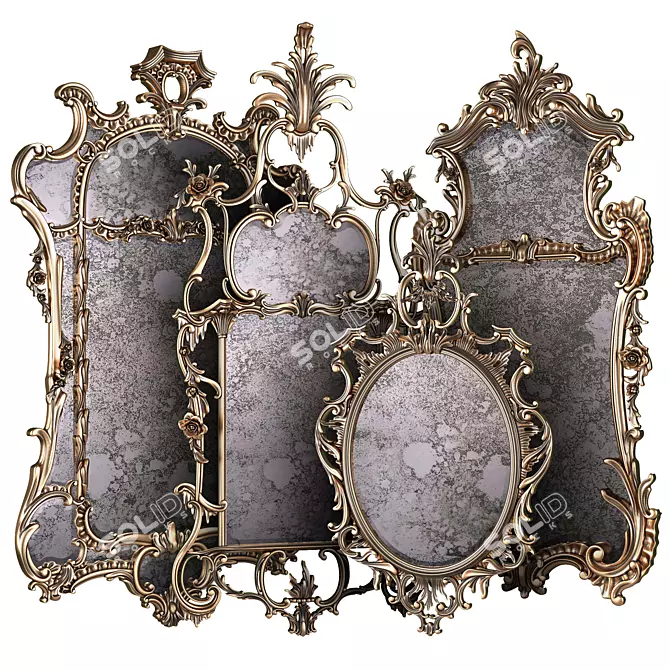 Elegant Duo: George 2 Mirror Set 3D model image 1