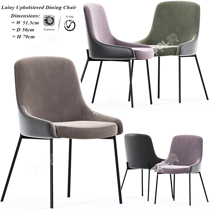 Luxury Upholstered Dining Chair 3D model image 1