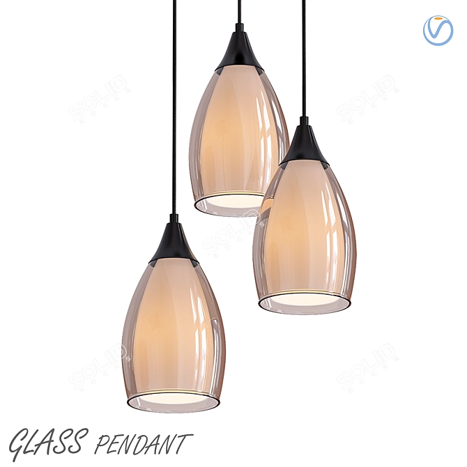 Chic Glass Pendant Light 3D model image 1