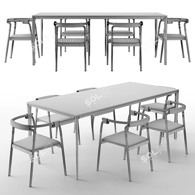 Elegant Rivulet Dining Set 3D model image 2