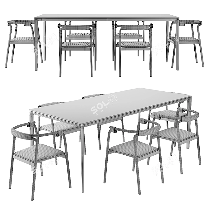 Elegant Rivulet Dining Set 3D model image 4