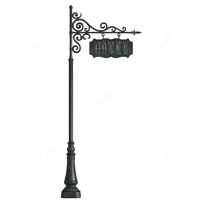 Elegant Wrought Iron Sign 3D model image 1