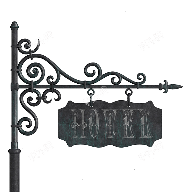 Elegant Wrought Iron Sign 3D model image 2