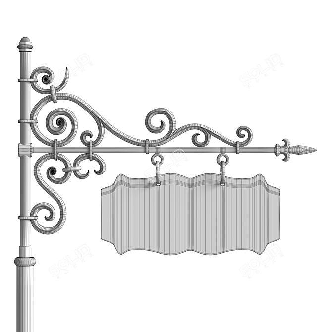 Elegant Wrought Iron Sign 3D model image 3