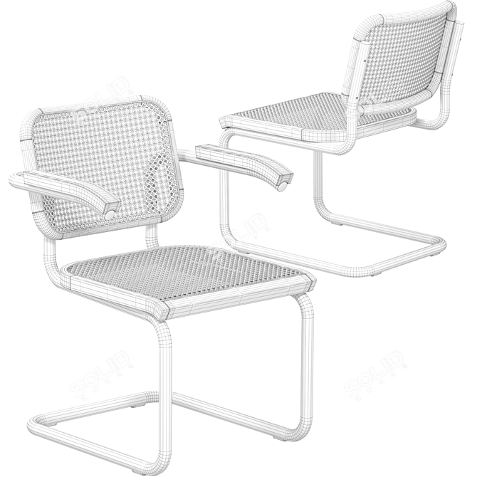 Modern Wicker Cesca Chair 3D model image 3