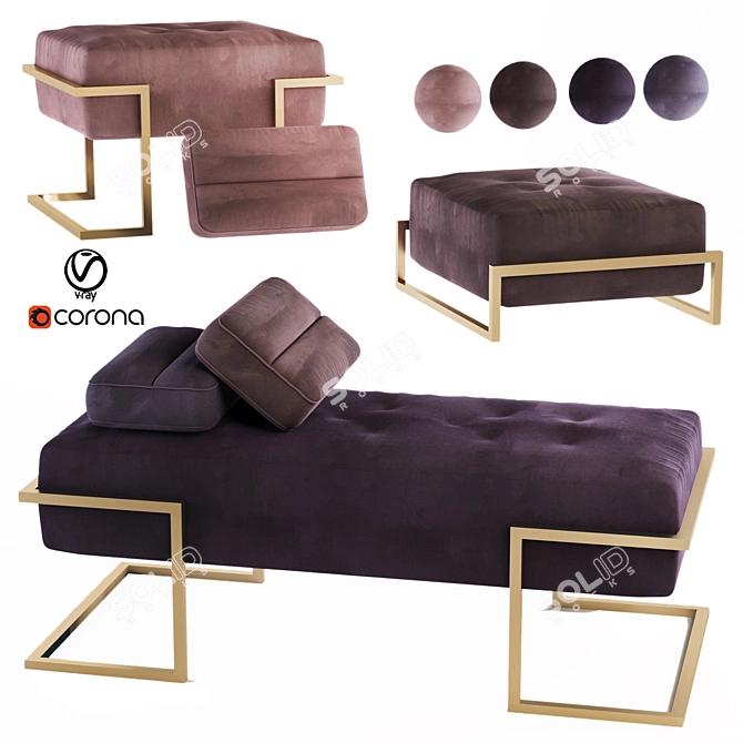 Modern Soft Seating Set: Versatile Color Tones 3D model image 1